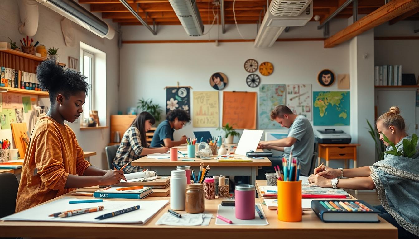 Student using learning strategies while studying